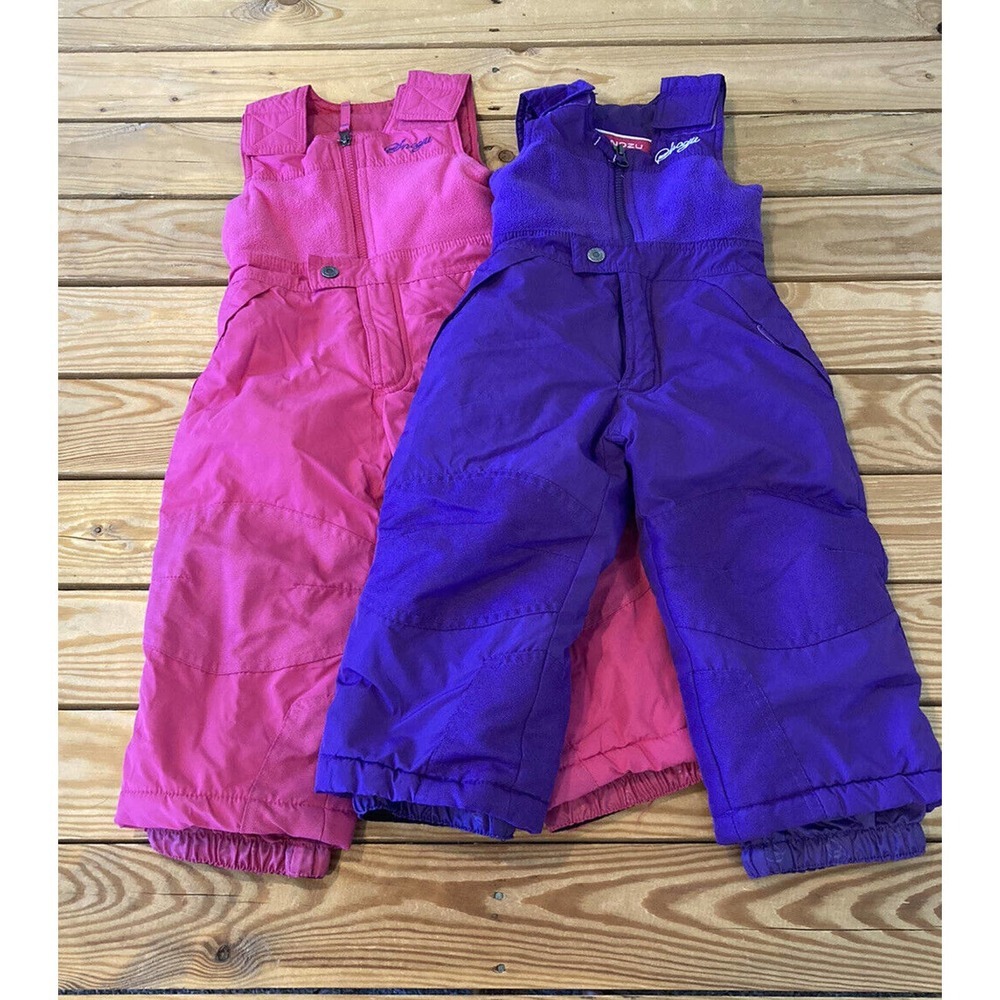 Snozu Toddler Set of 2 Bib Overall Snow Pants Size 2T Pink Purple